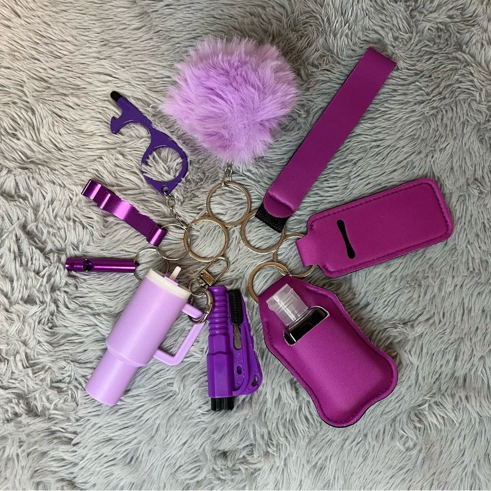 10pcs Purple Keychain Accessory Set